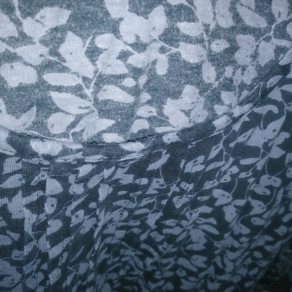 Ulla Popken L Long Sleeved Smocked Navy Leaf Tunic Top - Picture 6 of 8